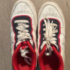 Kids White Red and Blue Nike Sneakers